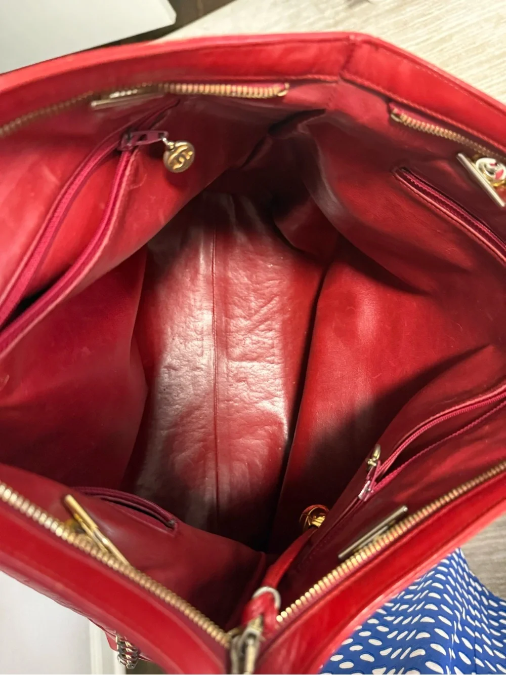CHANEL Red Quilted Leather Chain-Handle Tote